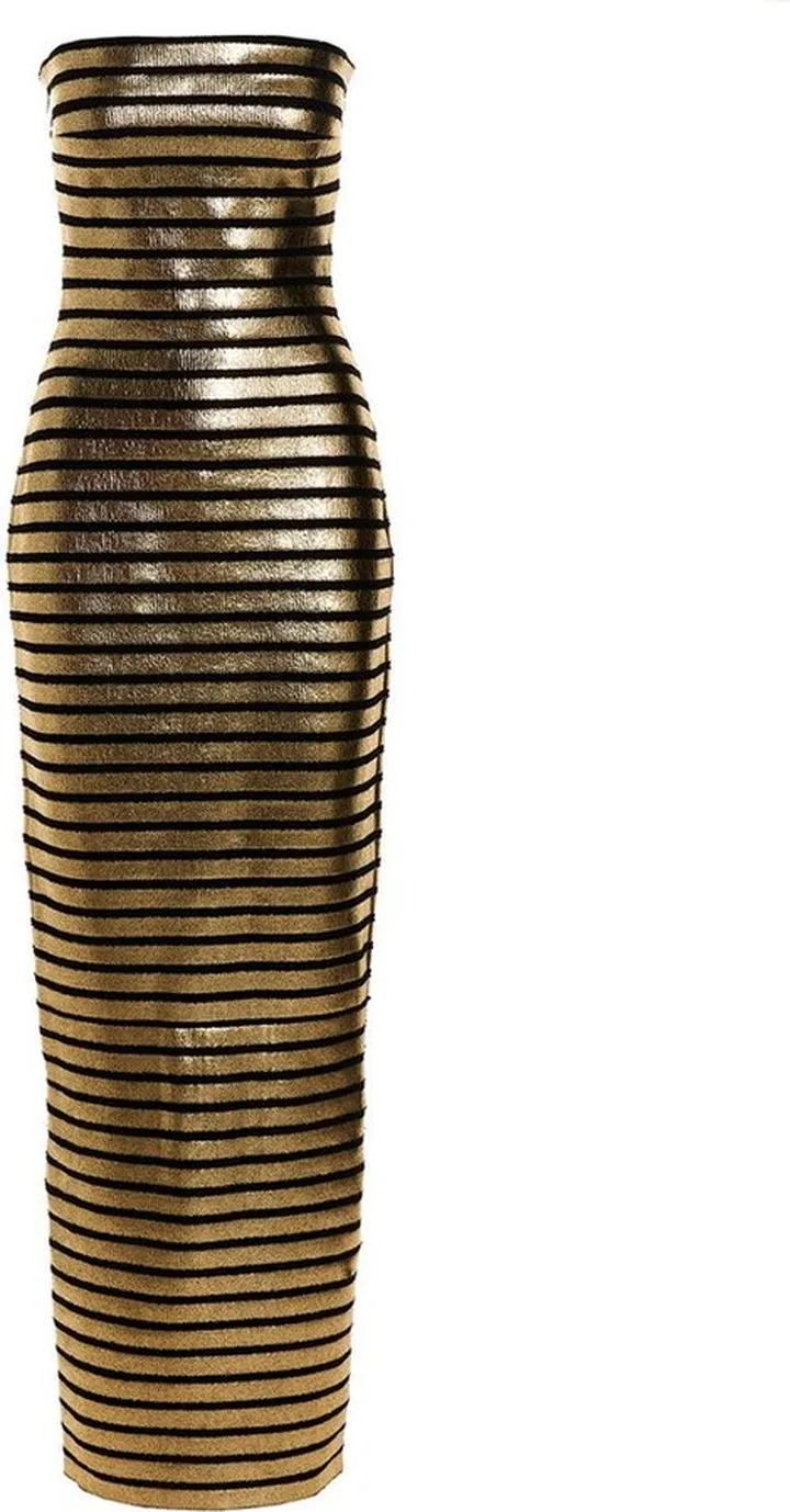 Balmain Metallic Effect Striped Bustier Dress