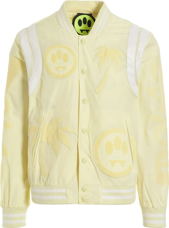 Flocked Print And Embroidery Bomber Jacket