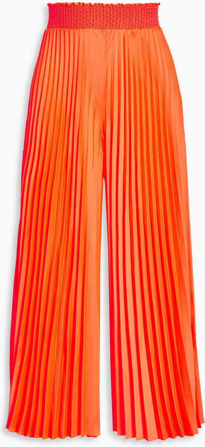 Kimbra cropped plissé-satin wide-leg pants