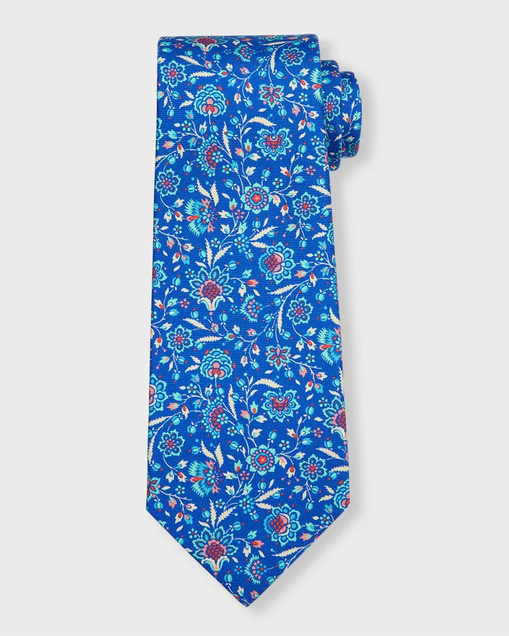 Men's Floral-Print Silk Tie
