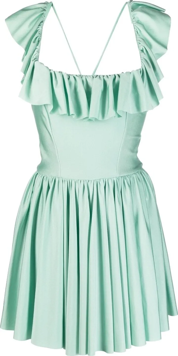 Ruffle-Detail Pleated Mini Dress