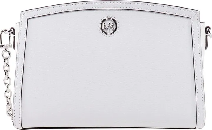 Leather shoulder bag with metal monogram
