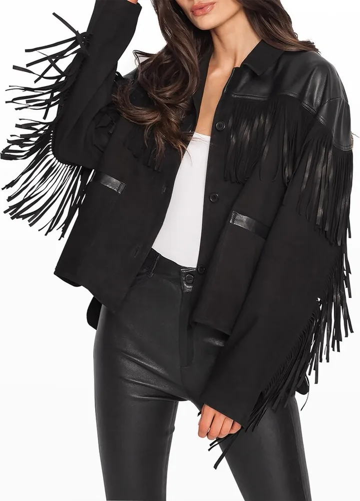 Madeline Suede Leather Fringe Jacket