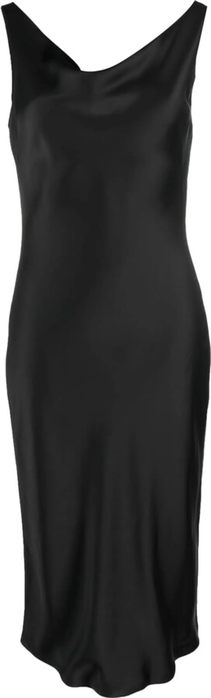 Satin-Finish Cowl Neck Midi Dress