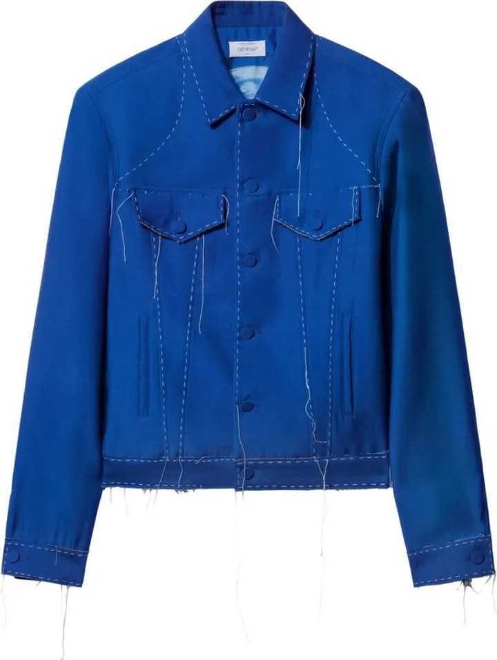 Blue Alien Face Wool Tailored Jacket