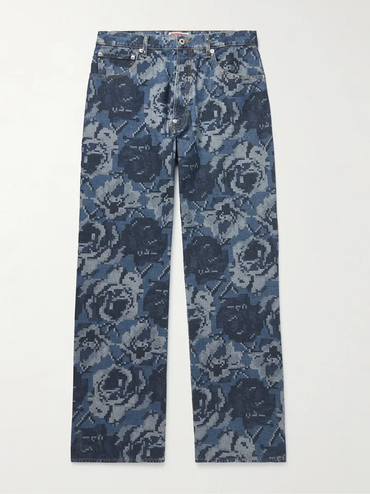 Suisen Wide-Leg Printed Jeans
