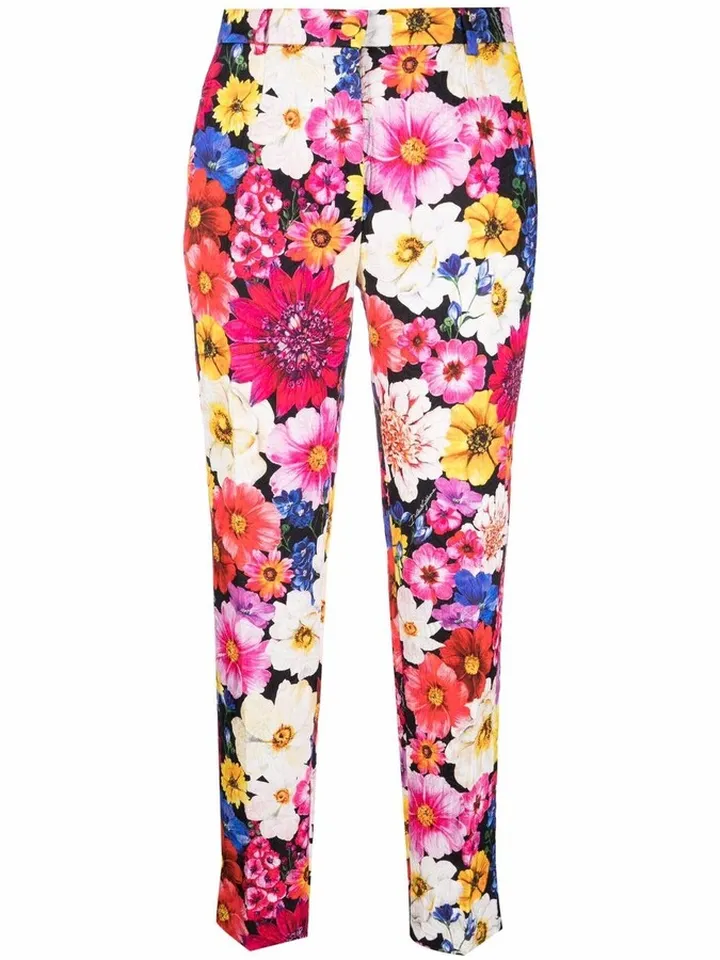 Floral-Print Cropped Trousers