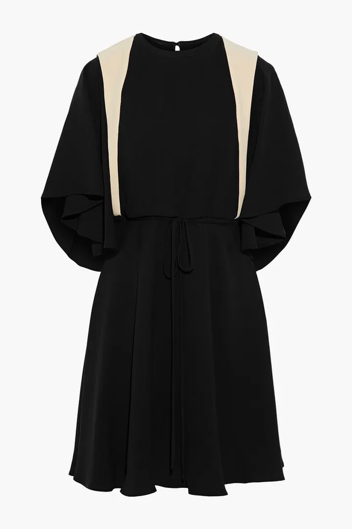 Two-tone silk-crepe dress