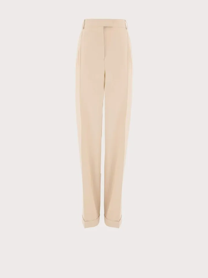 Ferragamo Women Ultra light wool tailored trouser Beige