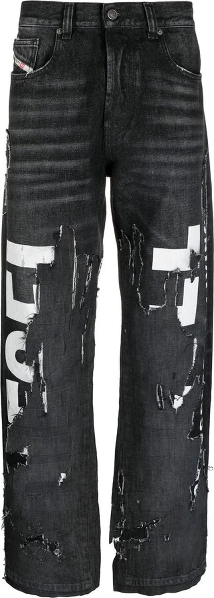 Ripped-Print Denim Jeans