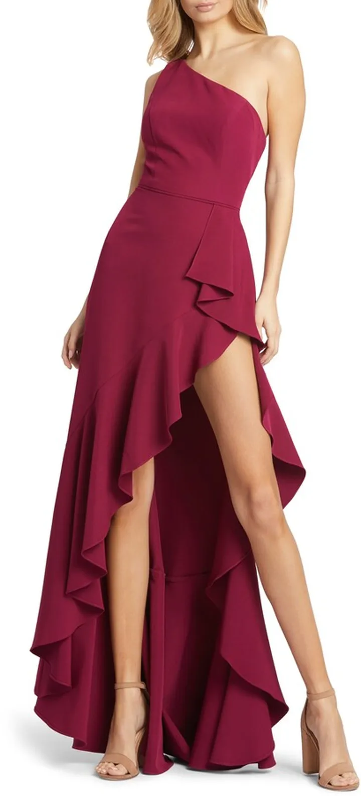 One-Shoulder Ruffle Gown