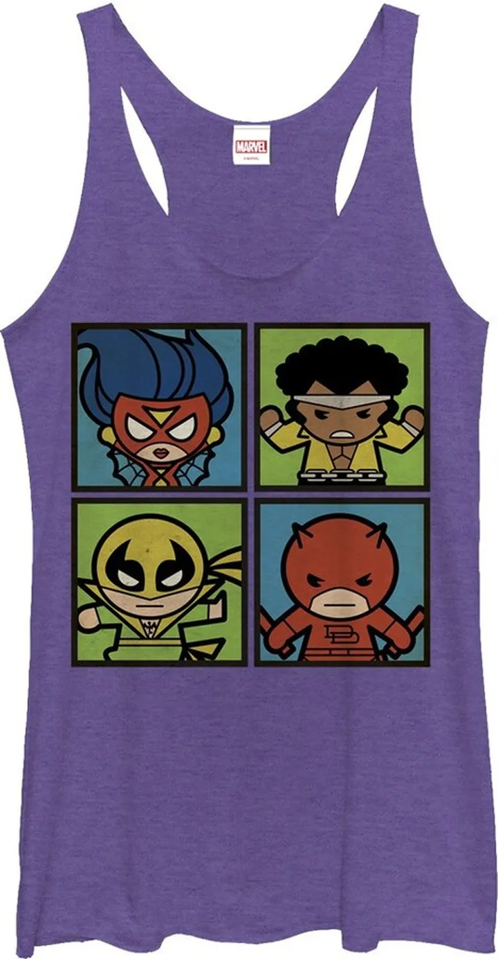 Women's Marvel Heroes for Hire Kawaii Racerback Tank Top - Purple Heather - Medium