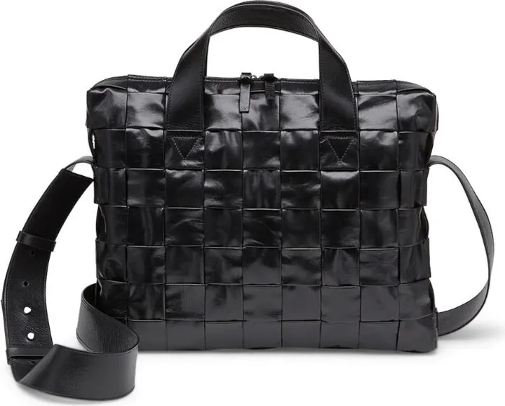 Bottega Veneta Leather Intreccio Cassette Briefcase