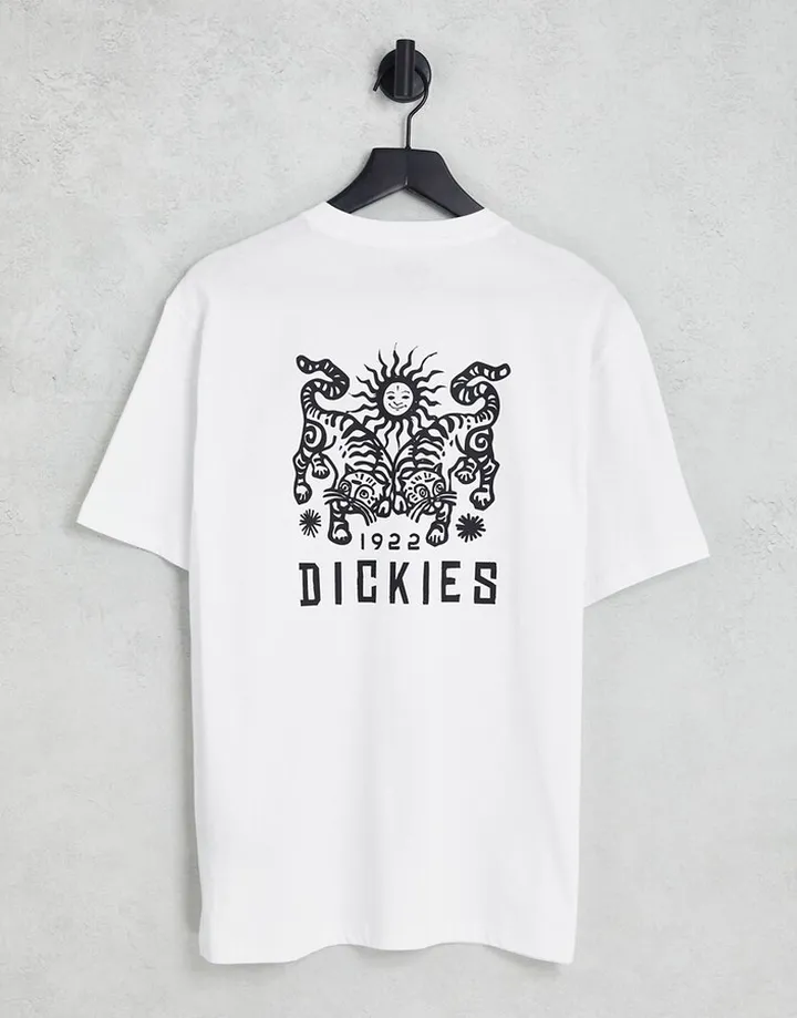 Dickies tiger back print t-shirt in white