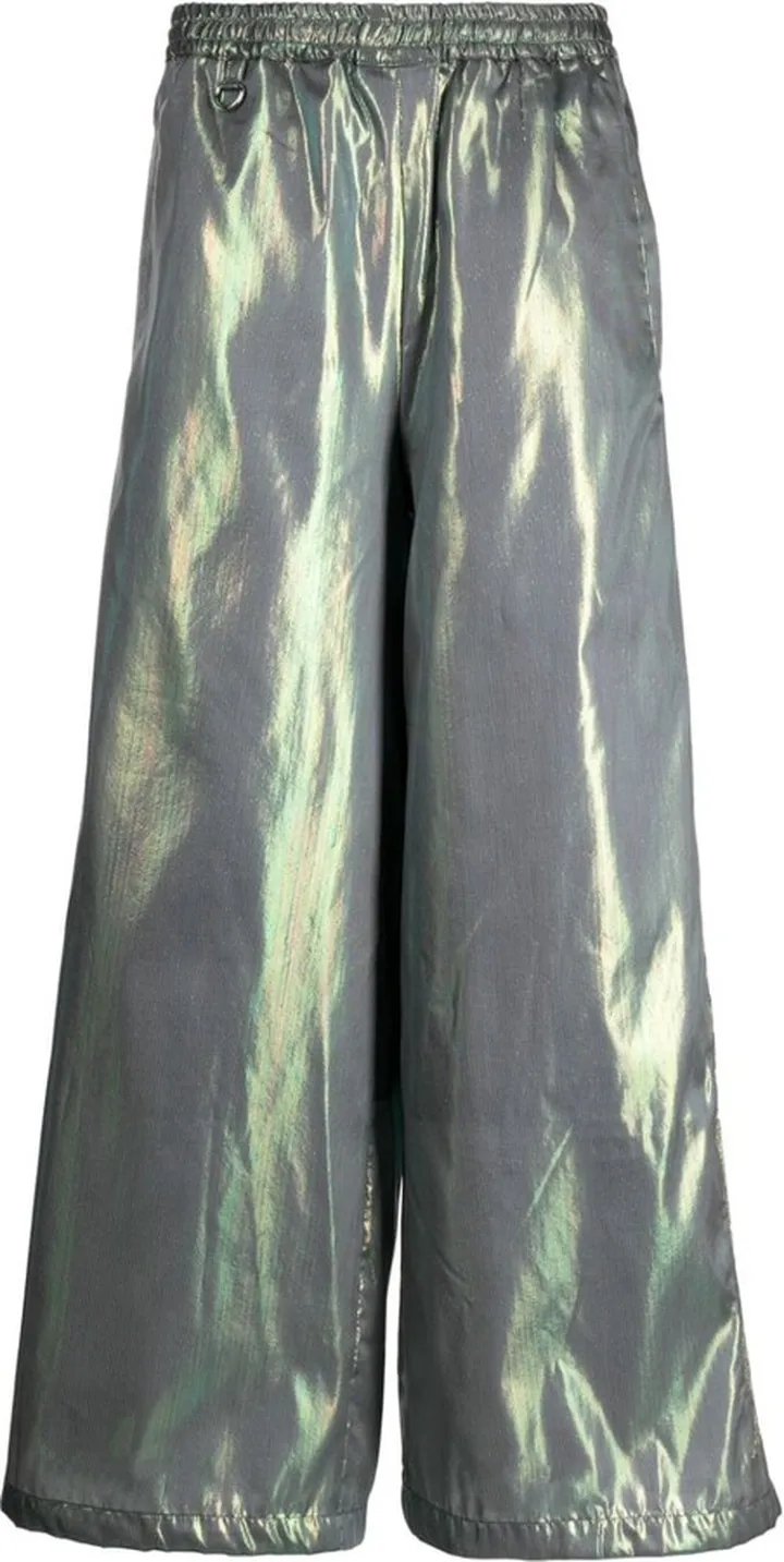 Holographic-Effect Wide-Leg Trousers