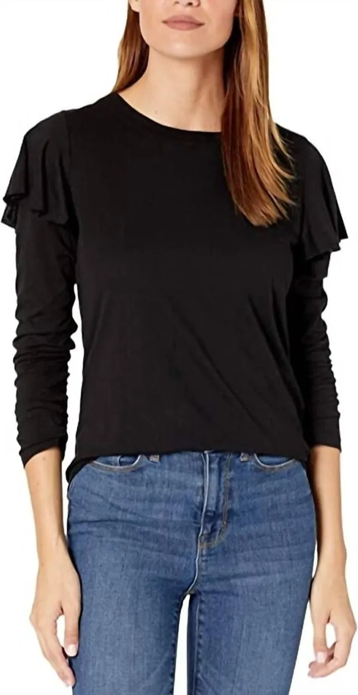 Dulce Long Sleeve Top in Black