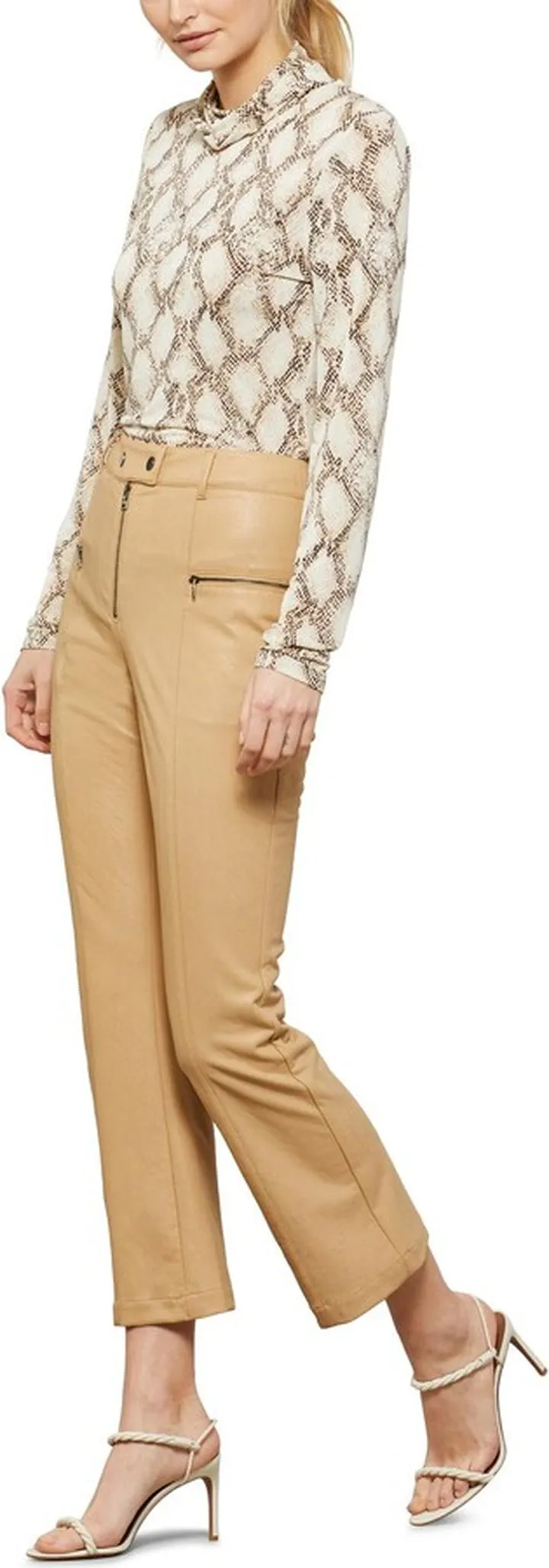 Womens Snake Print Long Sleeve Turtleneck Top