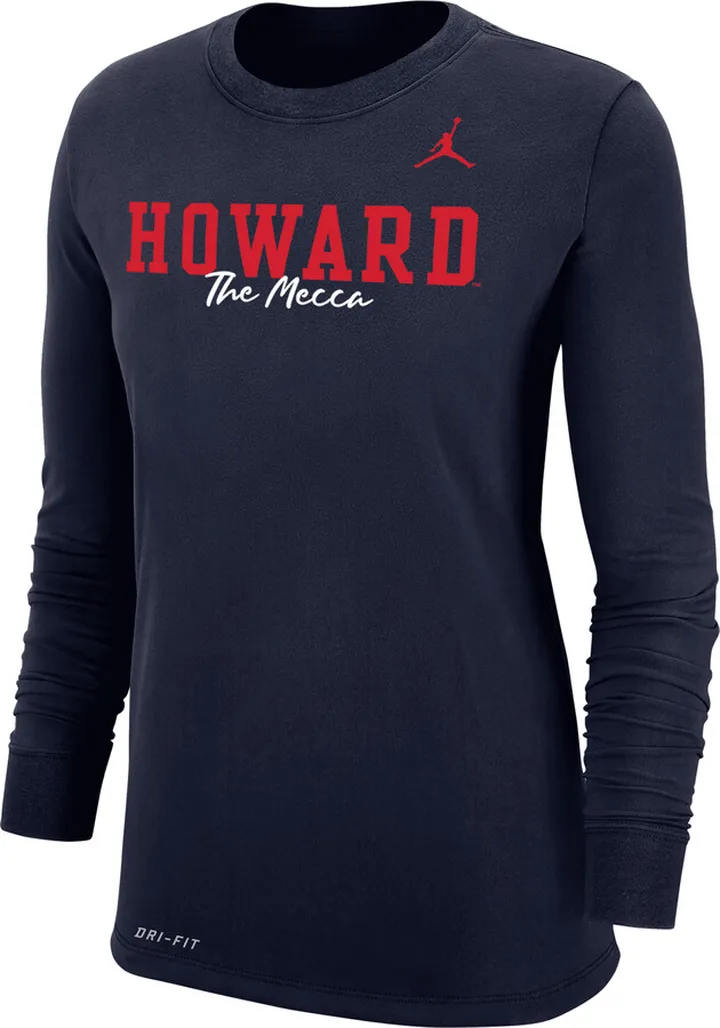 Women's Jordan College Dri-FIT 365 Howard Long-Sleeve T-Shirt in Blue