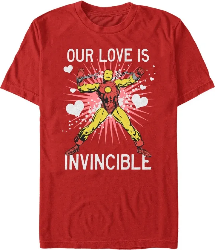 Men's Marvel Valentine Iron Man Invincible Love T-Shirt - Red - 2X Large