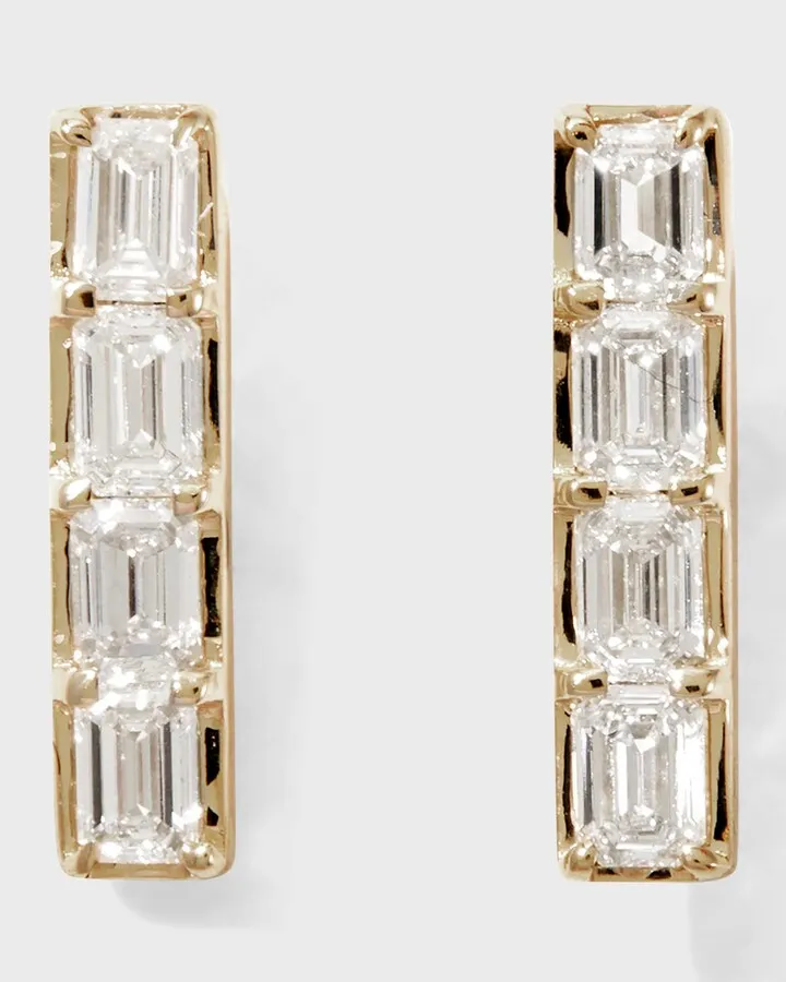 Emerald-Cut 4-Diamond Stud Earrings