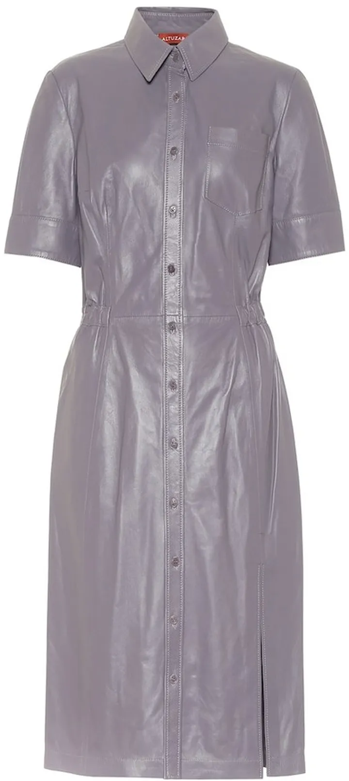 Nori leather shirt dress
