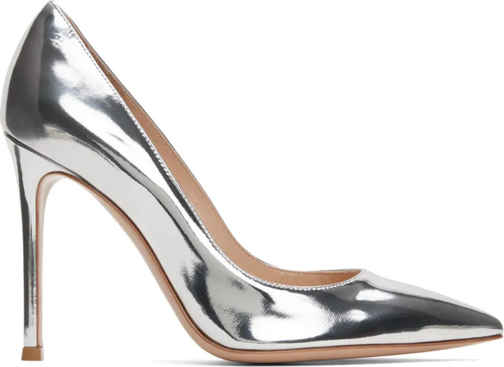 Gianvito Rossi Silver Gianvito 105 Heels