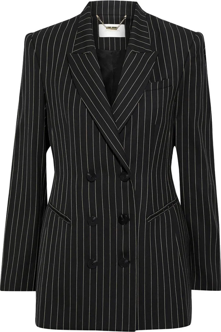 Double-breasted pinstriped wool-twill blazer