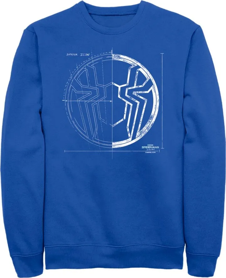 Men's Marvel Spider-Man: No Way Home Spider Icon Blueprint Sweatshirt - Royal Blue - 3X Large