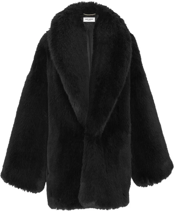 Shawl-Lapel Faux-Fur Coat