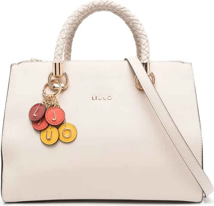 Faux-Leather Logo-Lettering Tote Bag