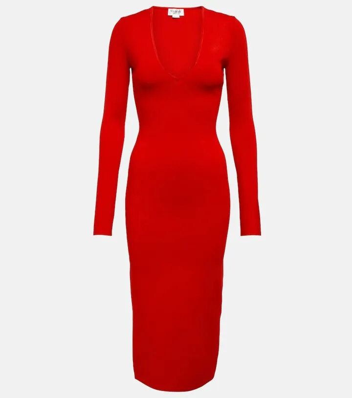 VB V-neck knit midi dress