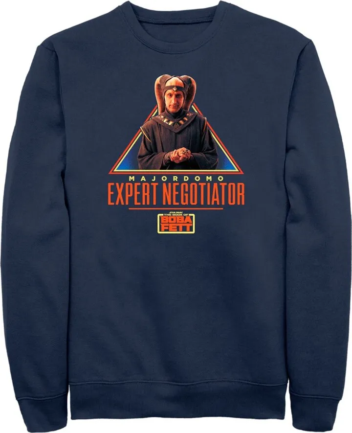 Men's Star Wars: The Book of Boba Fett Majordomo Expert Negotiator Sweatshirt - Navy Blue - 3X Large