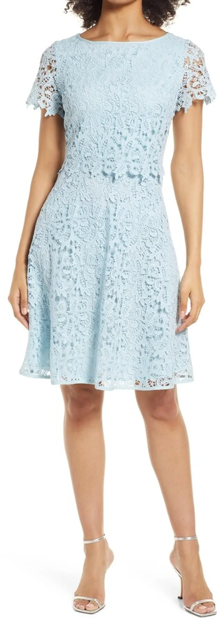 Popover Lace Fit & Flare Dress