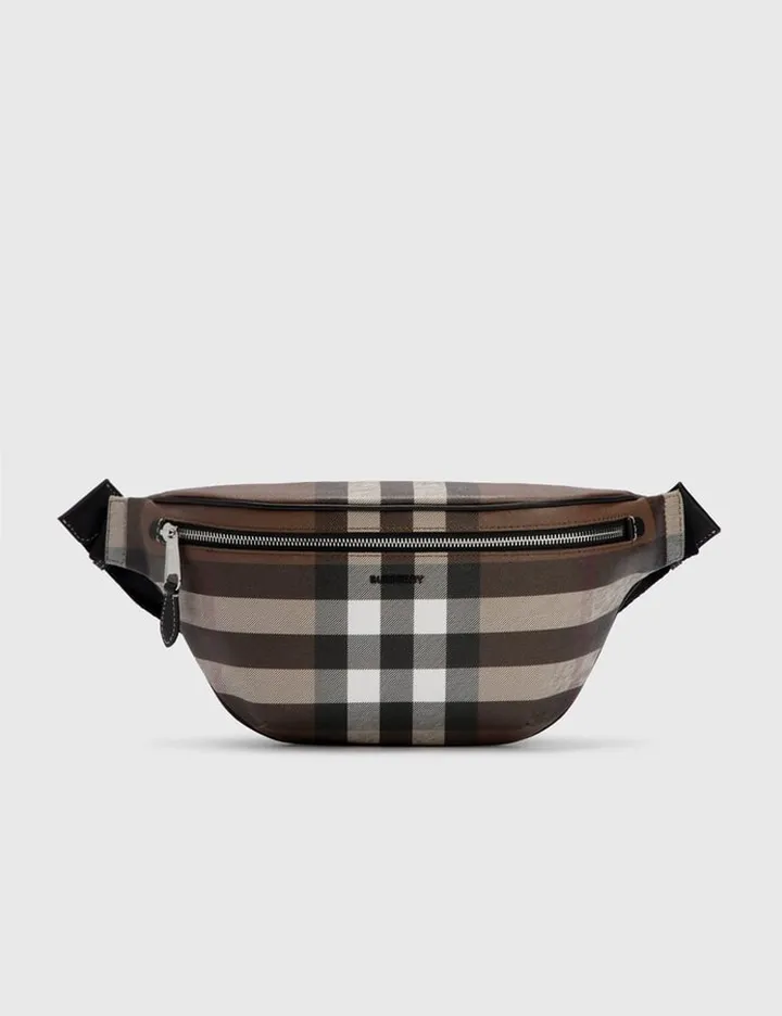 Check and Leather Bum Bag