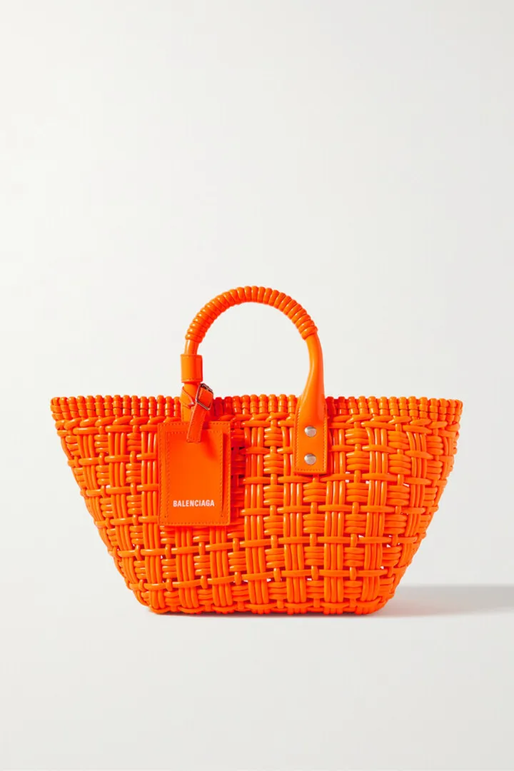 Balenciaga - Bistro Woven Faux Patent-leather Tote - Orange