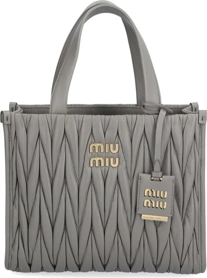 Miu Miu Logo Plaque Top Handle Tote Bag