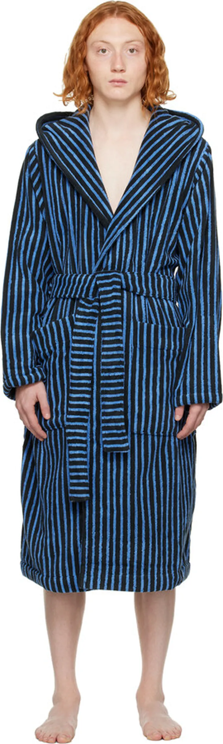 Tekla Black & Blue Hooded Bathrobe