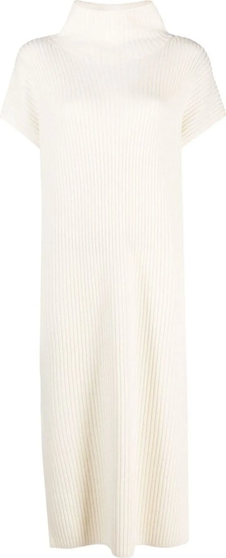 Ribbed High-Neck Midi Dress