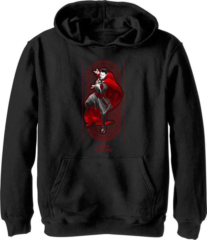 Boy's Marvel Doctor Strange in the Multiverse of Madness Red Strange Pull Over Hoodie - Black - X Large