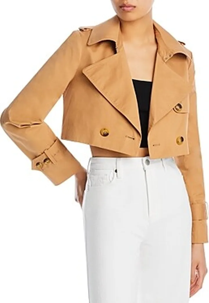 Avec Les Filles Cotton Cropped Trench Jacket