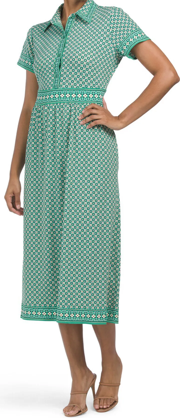 Jersey Short Sleeve Midi Shirt Dress