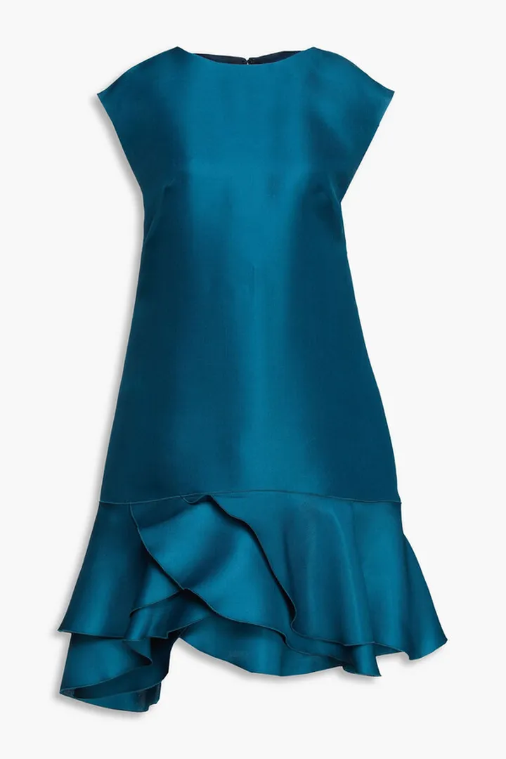 Fluted silk-taffeta mini dress