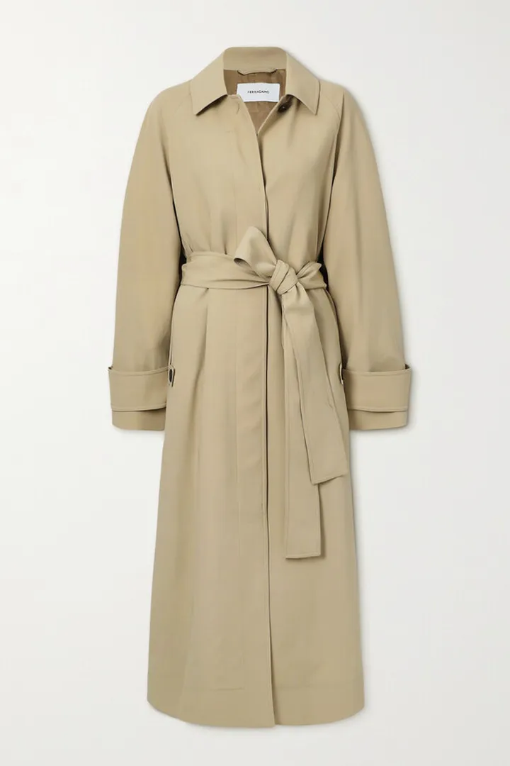 Ferragamo - Belted Wool Trench Coat - Gray