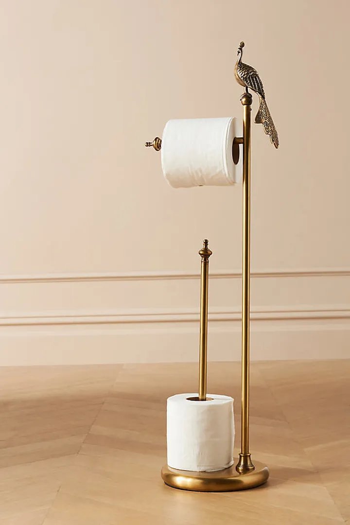Ida Peacock Standing Toilet Paper Holder Brown