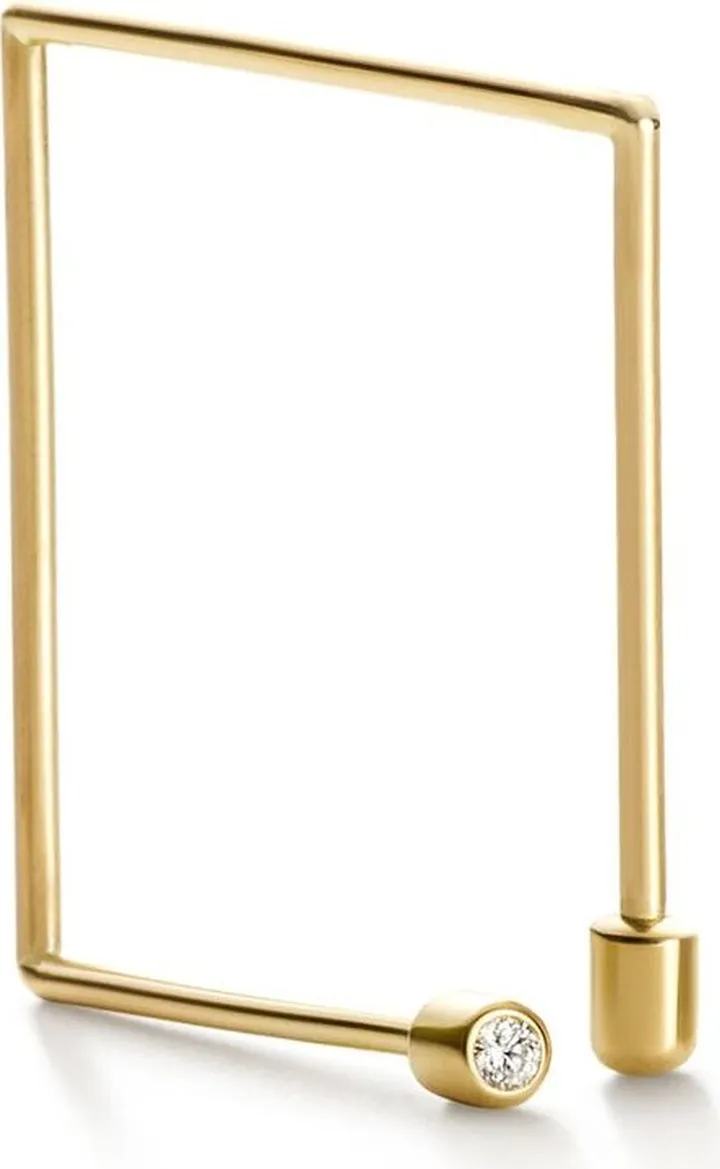 18kt yellow gold Twist Square 03 diamond single earring