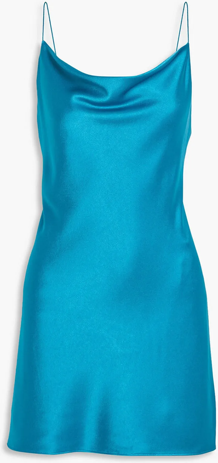 Harmony draped satin-crepe mini slip dress