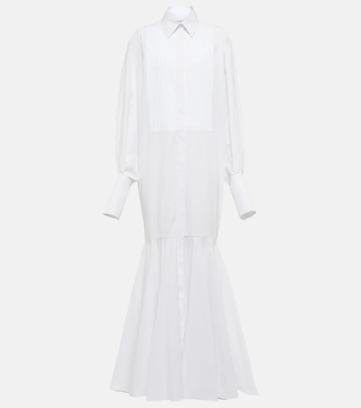 Cotton poplin maxi shirt dress
