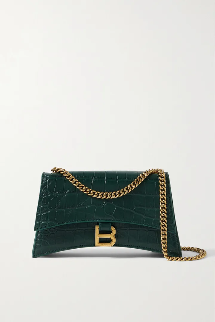 Balenciaga - Crush Small Croc-effect Leather Shoulder Bag - Green