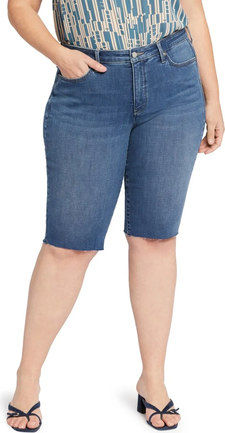 Raw Hem Denim Bike Shorts
