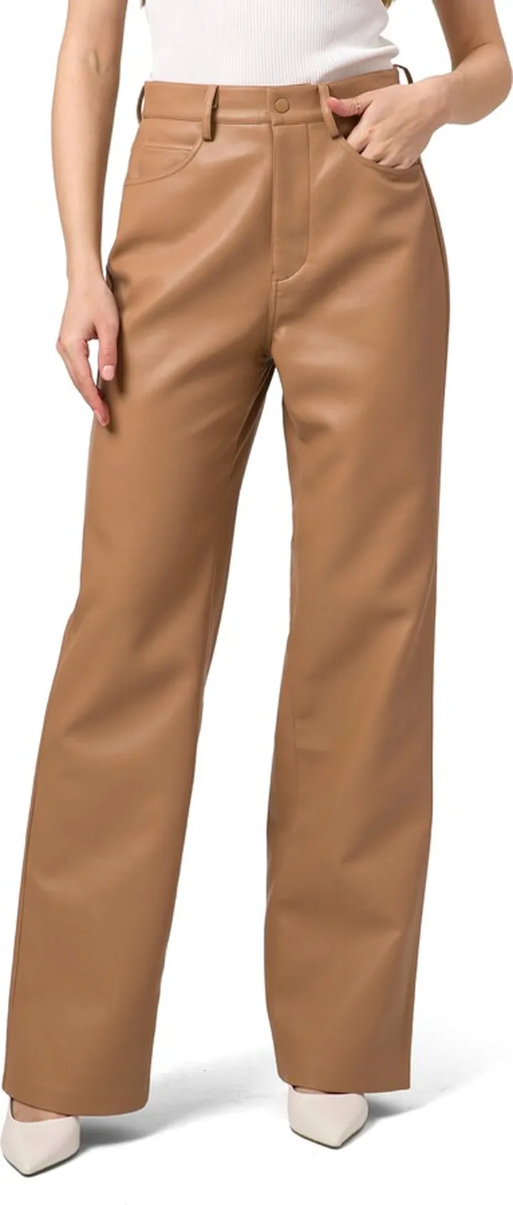 Faux Leather Straight Leg Pants